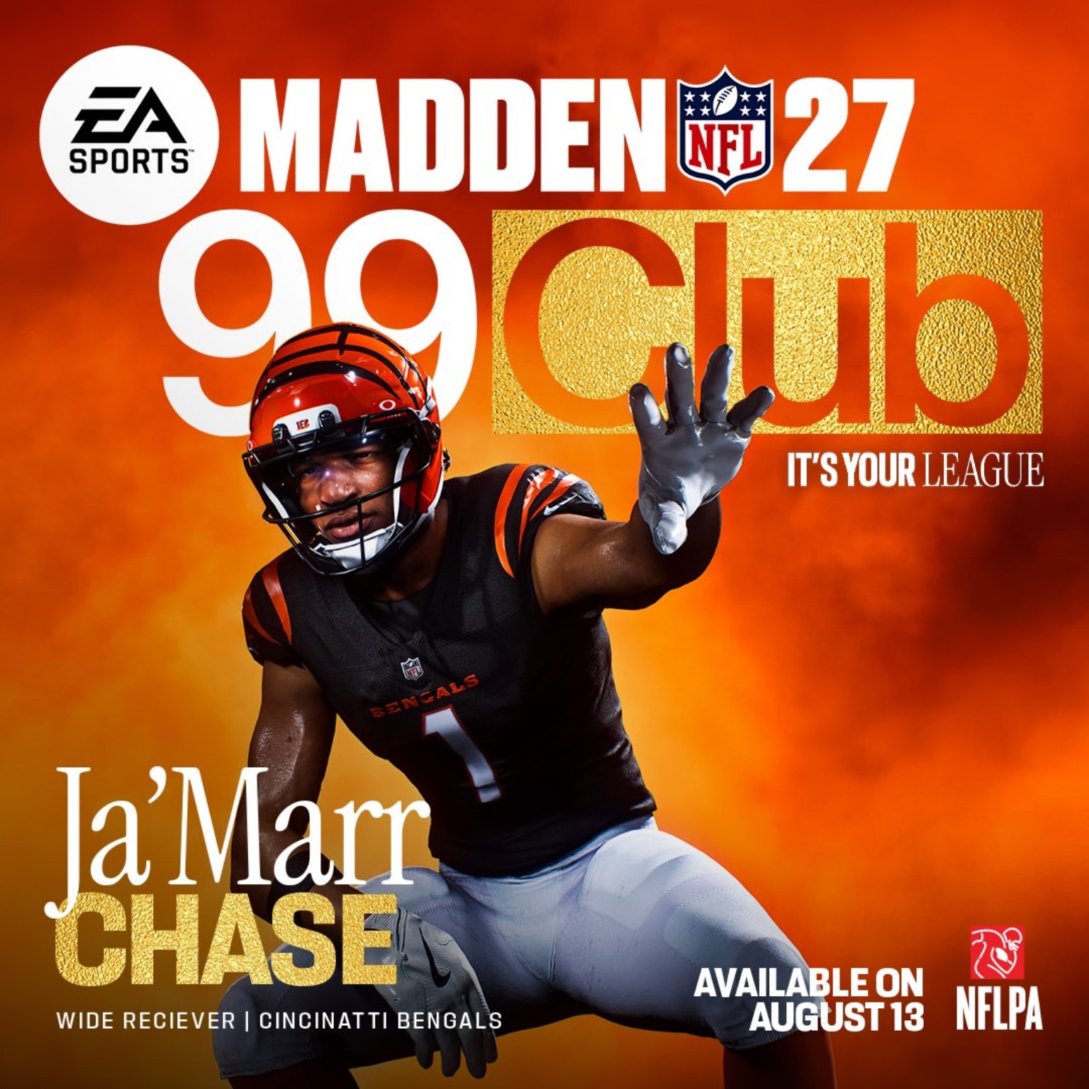 Ja’Marr Chase, WR for the Cincinnati Bengals, in the Madden NFL 27 99 Club