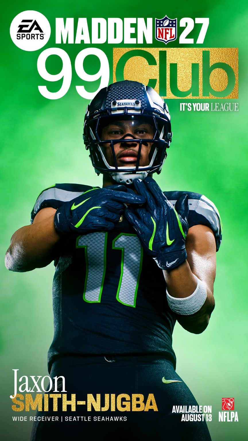 Jaxon Smith-Njigba, WR for the Seattle Seahawks, in the Madden NFL 27 99 Club