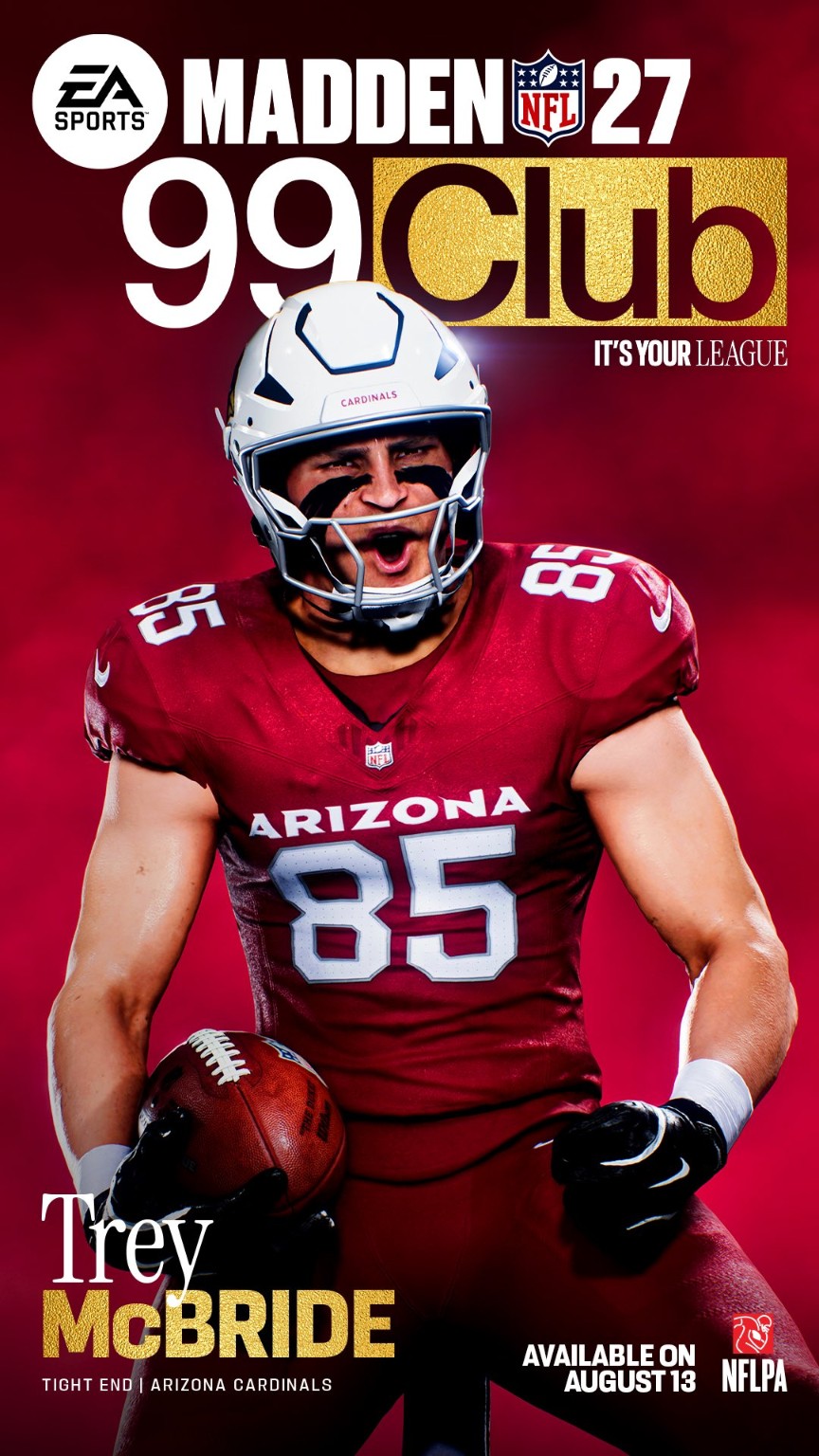 Trey McBride, TE for the Arizona Cardinals, in the Madden NFL 27 99 Club