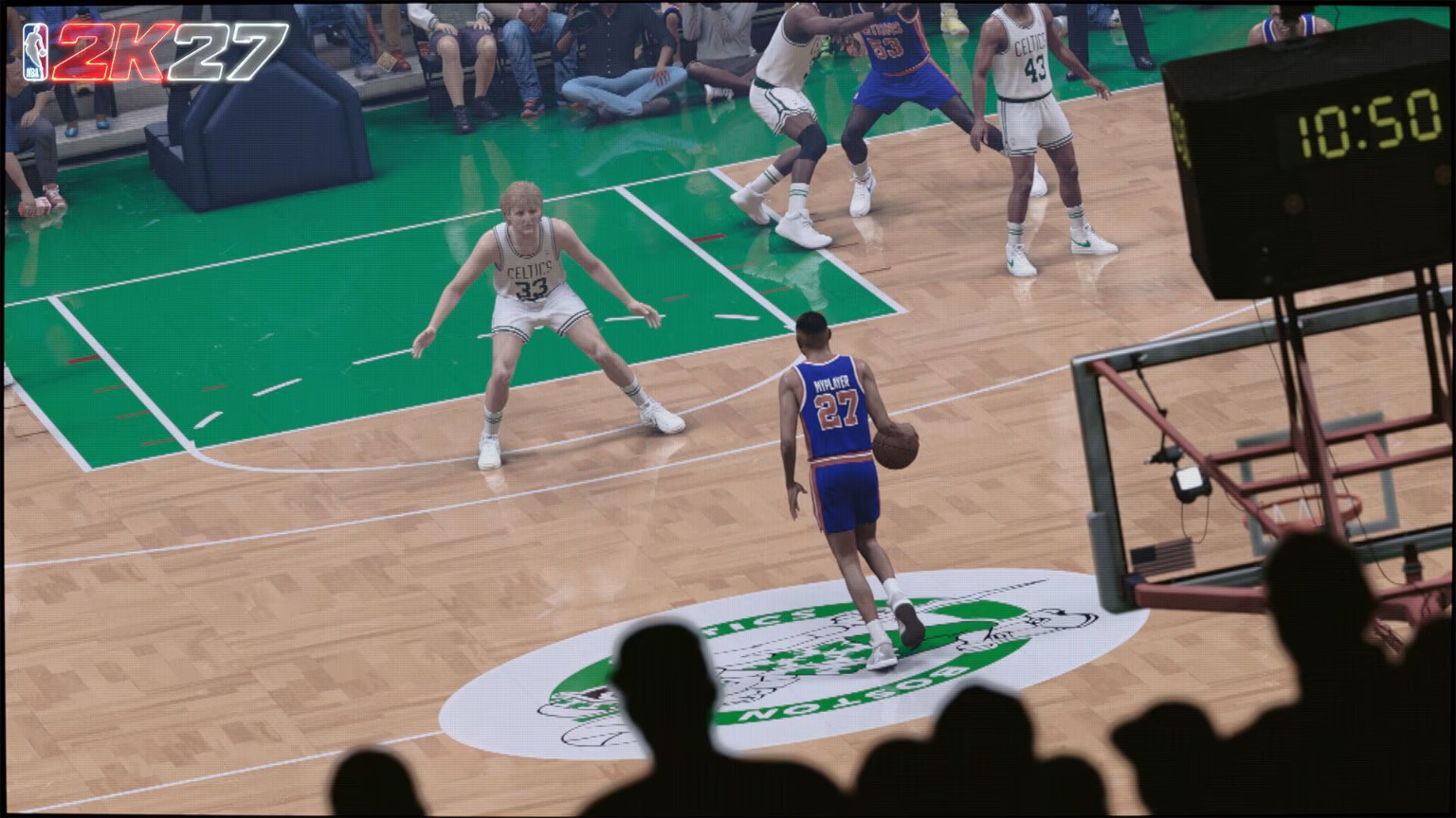 NBA 2K27 MyPLAYER faces Larry Bird on the Boston Garden floor